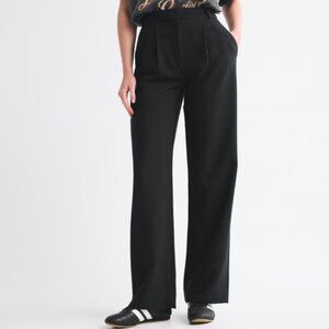 A&F Sloane Tailored Wide Leg Pant in Black, Size 25